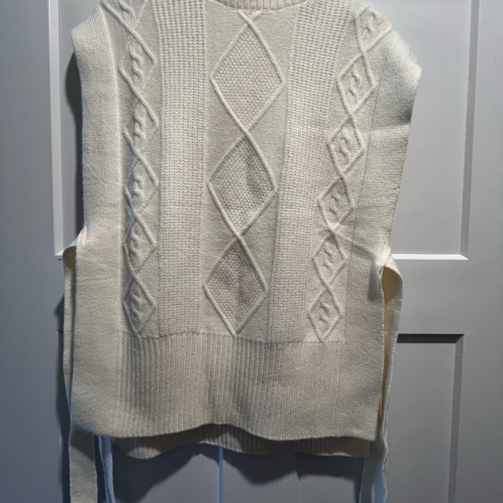 Mango Cream Cowl Neck Cable Knit Sweater